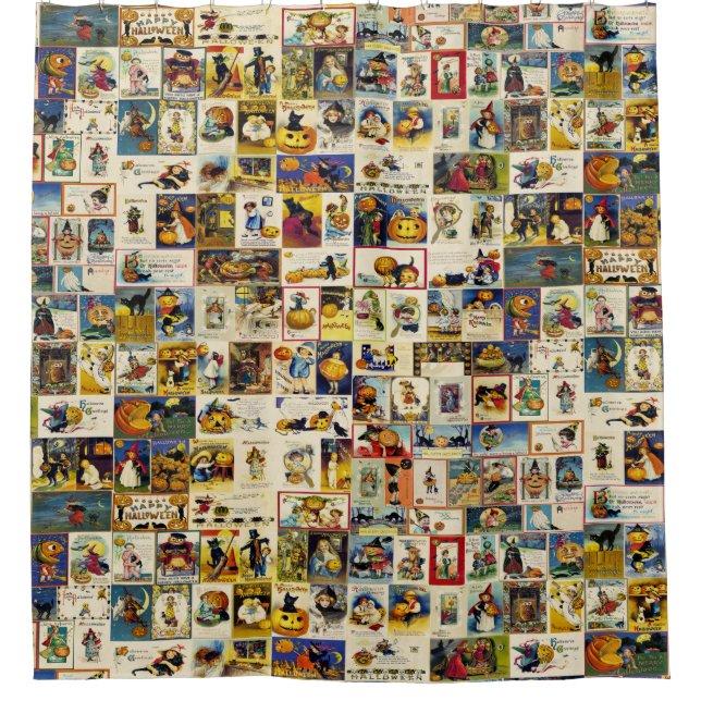 Vintages Halloween Ephemera Duschvorhang (Vorderseite)