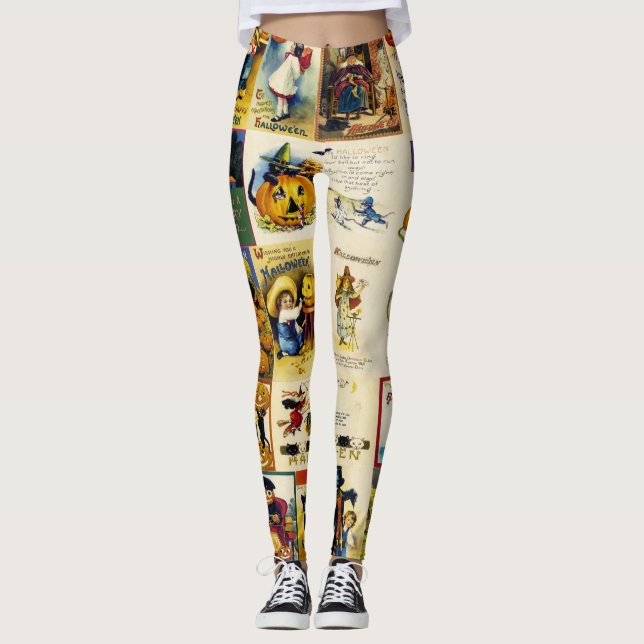 Vintages Halloween Ephemera Leggings (Vorderseite)