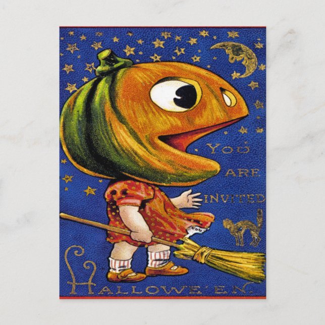 Vintages Halloween Ephemera Postkarte (Vorderseite)