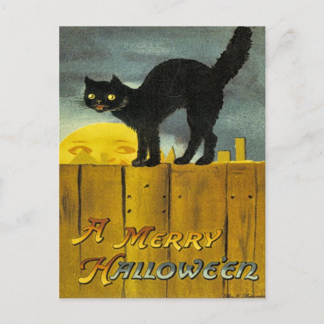 Vintages Halloween Ephemera Postkarte (Vorderseite)