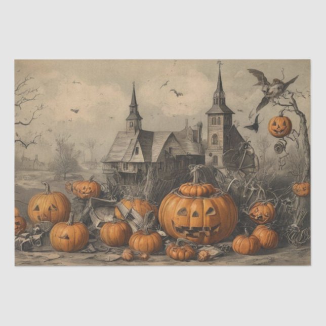 Vintages Halloween Ephemera Seidenpapier (Vorderseite)