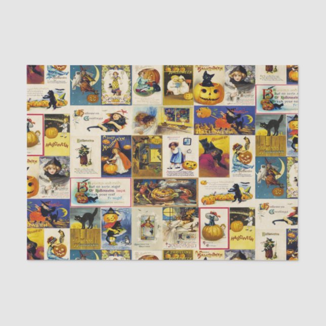 Vintages Halloween Ephemera Seidenpapier (Vorderseite)