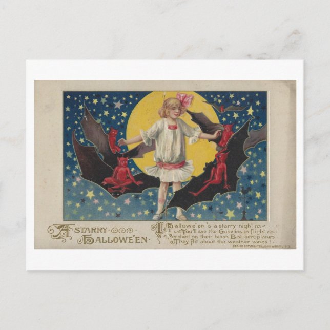 Vintages Halloween-Gedicht Postkarte (Vorderseite)