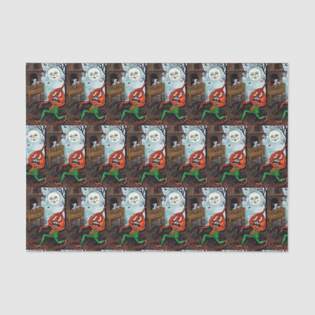 Vintages Halloween-Geist pimpkin Partygewebe Seidenpapier (Vorderseite)