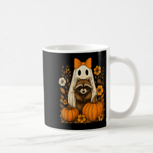 Vintages Halloween Ghost Holding Raccoon Groovy Fl Kaffeetasse
