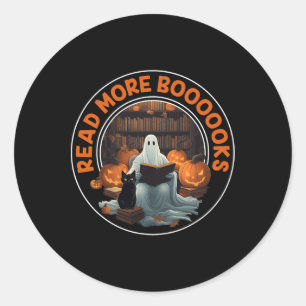Vintages Halloween Ghost Read more Books Black Cat Runder Aufkleber