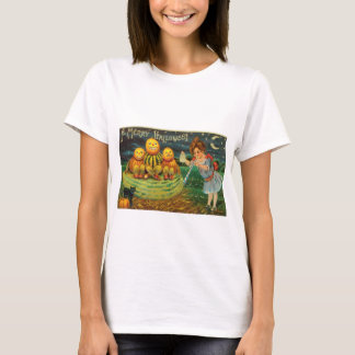 Vintages Halloween Girl mit Pumpkins T-Shirt