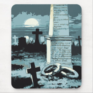 Vintages Halloween, gruseliger Friedhof mit Gräber Mousepad