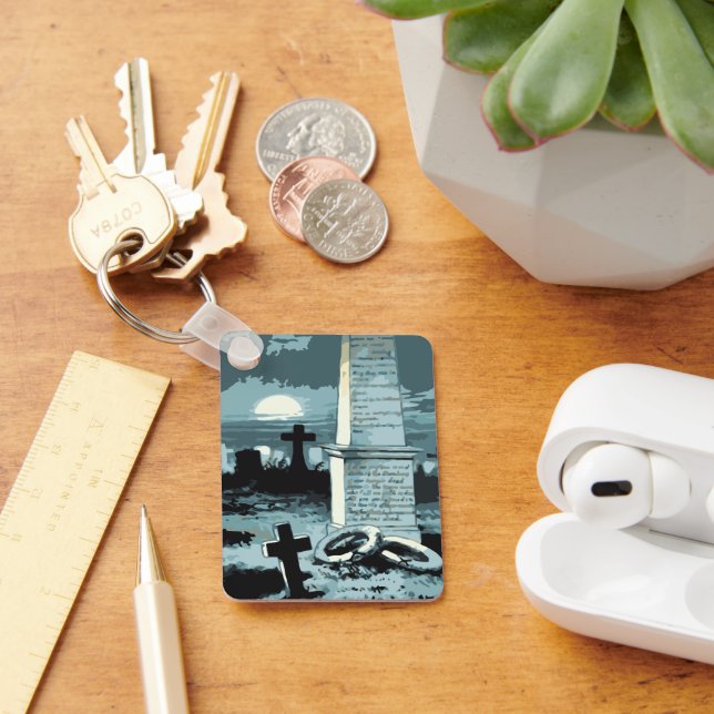 Vintages Halloween, gruseliger Friedhof mit Gräber Schlüsselanhänger (Schreibtisch)