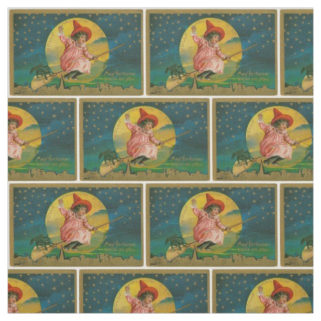 Vintages Halloween-Hexe-Gewebe Stoff (Muster)