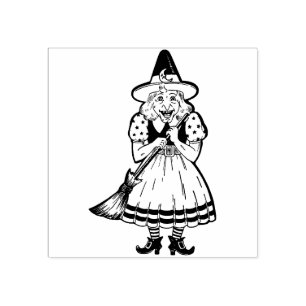 Vintages Halloween Hexenkautschuk-Briefmarke Gummistempel