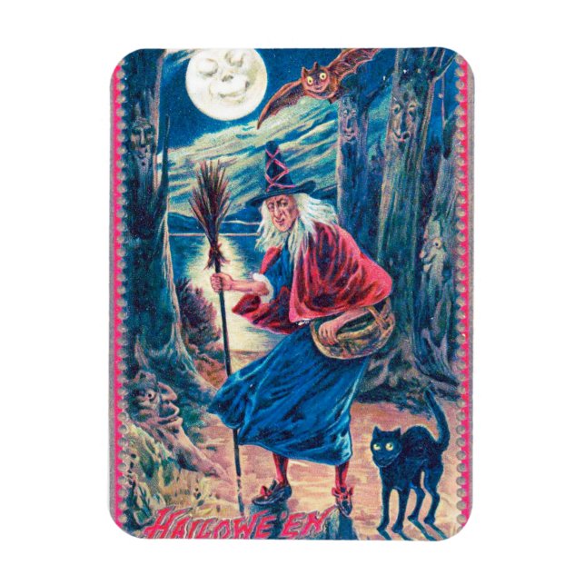 Vintages Halloween Hexenmagnet Magnet (Vertikal)