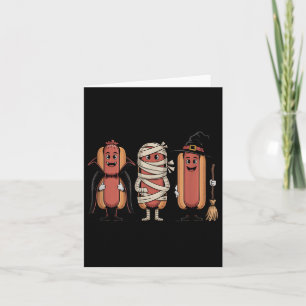 Vintages Halloween Hotdog Vampire Hexenmummy Karte