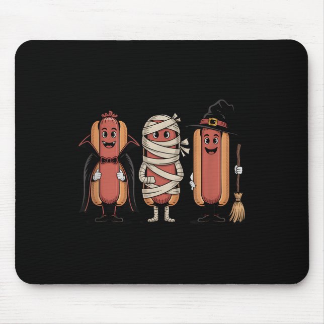 Vintages Halloween Hotdog Vampire Hexenmummy Mousepad (Vorne)