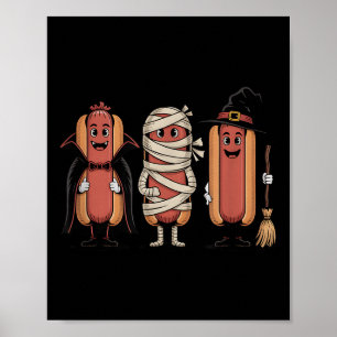 Vintages Halloween Hotdog Vampire Hexenmummy Poster