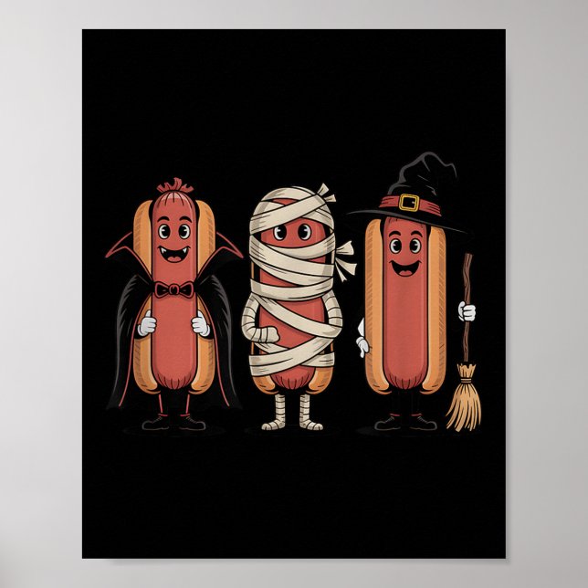 Vintages Halloween Hotdog Vampire Hexenmummy Poster (Vorne)