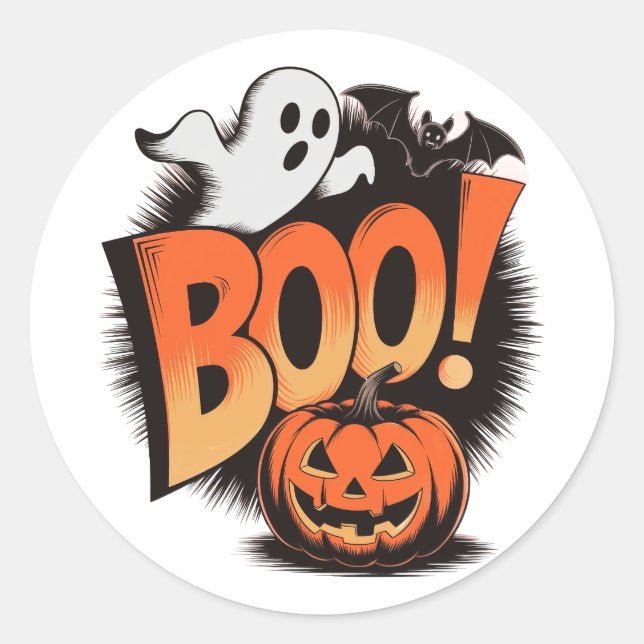 Vintages Halloween -Inspiriert ''BOO''! Runder Aufkleber (Vorderseite)