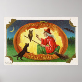 Vintages Halloween-Katzendekor Poster