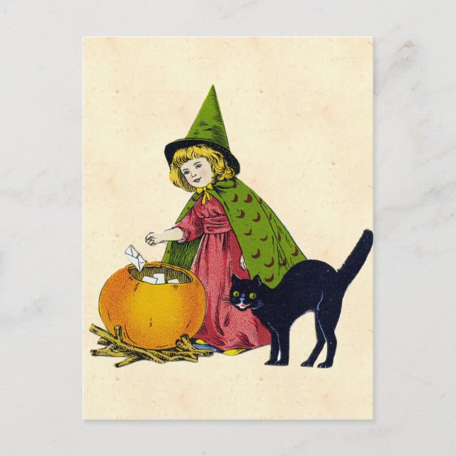 Vintages Halloween-Kind Postkarte (Vorderseite)
