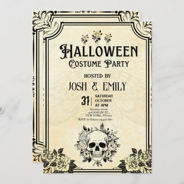 Vintages Halloween Kostüm Party Adult Pumpkin Einladung (Vorne/Hinten)