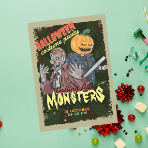 Vintages Halloween-KostümParty Einladung
