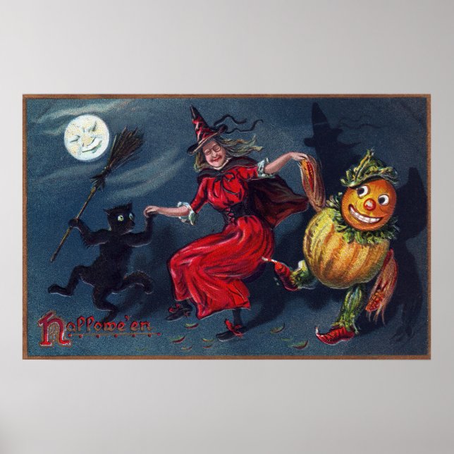 Vintages Halloween-Kürbisposter Poster (Vorne)