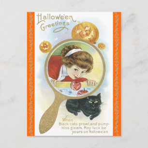 Vintages Halloween Lore und Zauber Postkarte