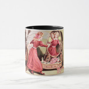 Vintages Halloween-Mädchen in Rotem Kleid Tasse
