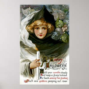 Vintages Halloween-Mädchen Poster