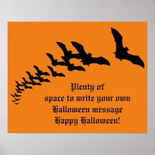 Vintages Halloween mit einem Schwarm fliegender Fl Poster