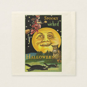 Vintages Halloween-Mondschauspiel Serviette