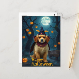 Vintages Halloween Niedlicher Paprika mit Kürbisla Postkarte