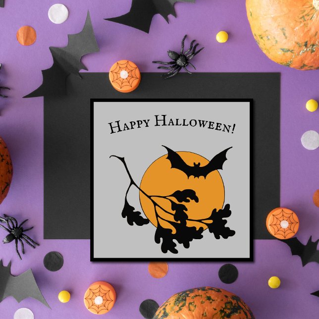 Vintages Halloween-Orange-Moon-Fliegenboot Karte (Von Creator hochgeladen)