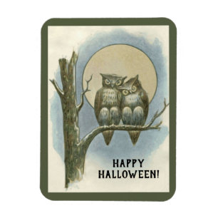 Vintages Halloween-Paar auf dem Nachtmond Magnet