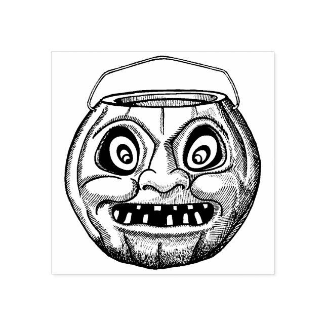 Vintages Halloween Paper Mache Jack O'Lantern Gummistempel (Prägung)