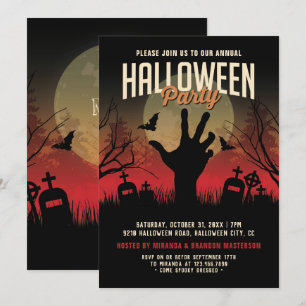 Vintages Halloween-Party auf dem Friedhof und auf  Einladung