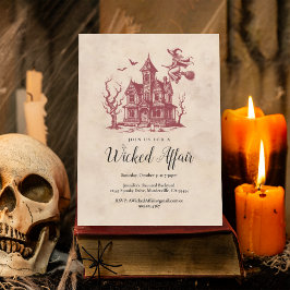 Vintages Halloween-Party der Wicked Hexe Spuk Hous Postkarte