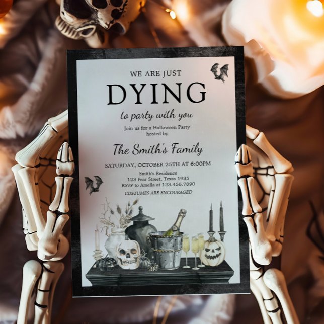 Vintages Halloween-Party Einladung (Dying to Party with you Vintage Halloween Party Invitation)