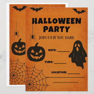 Vintages Halloween-Party Einladung   Spooky Icons