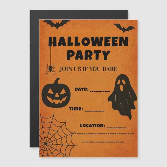 Vintages Halloween-Party Einladung | Spooky Icons (Vorne/Hinten)