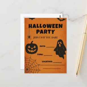 Vintages Halloween-Party Einladung   Spooky Icons Postkarte