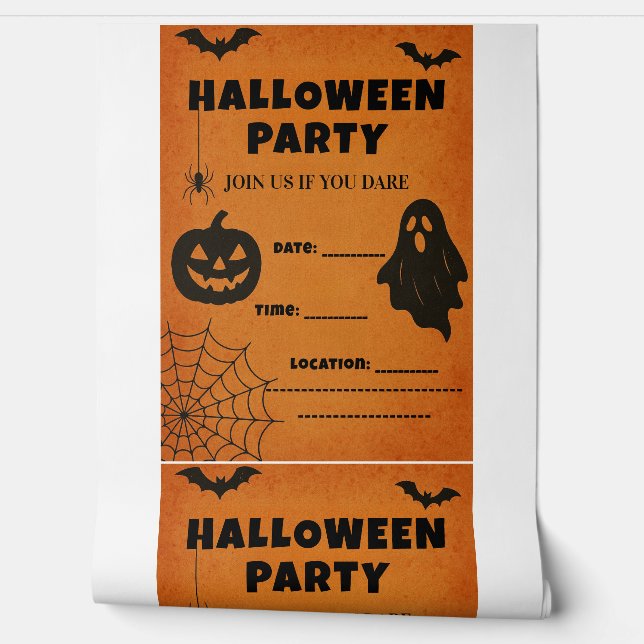 Vintages Halloween-Party Einladung | Spooky Icons Tapete (Abrollen)