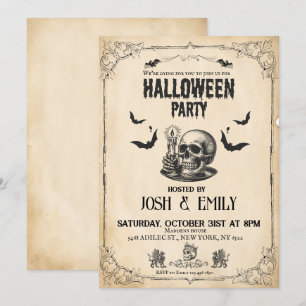Vintages Halloween-Party Erwachsene Schädel Einladung