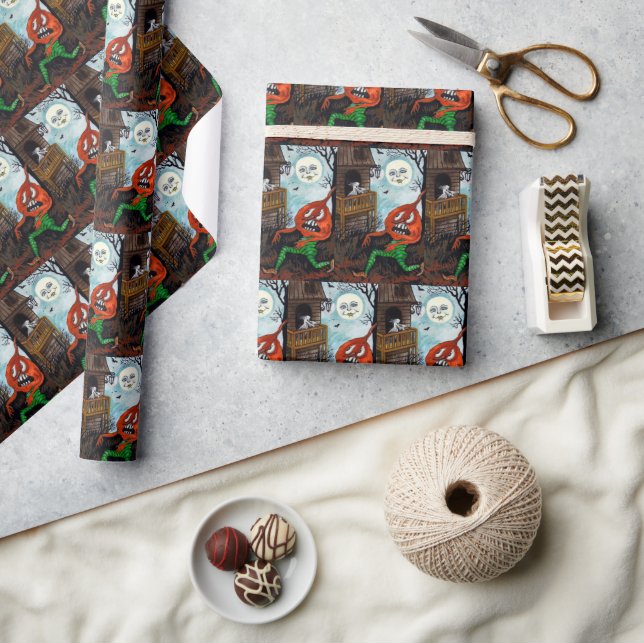 Vintages Halloween-Party Geschenkpapier (Kunsthandwerk)