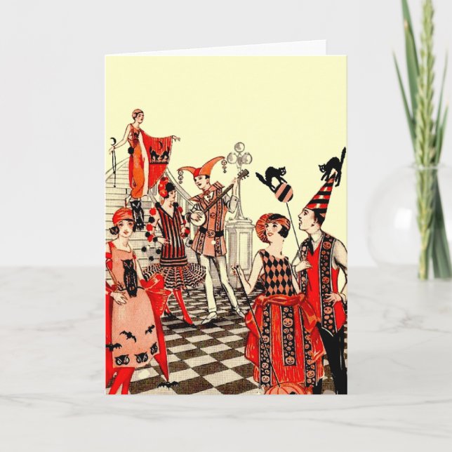 Vintages Halloween-Party Karte (Vorderseite)