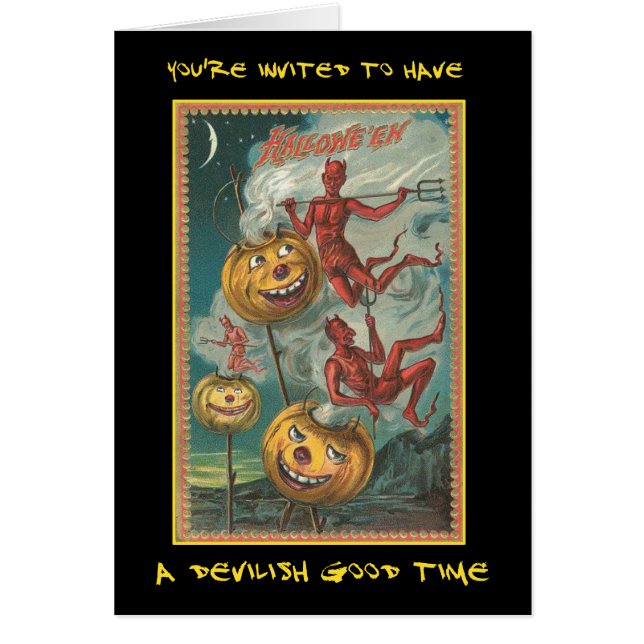 Vintages Halloween-Party mit blutigem Text einlade (Vorne)