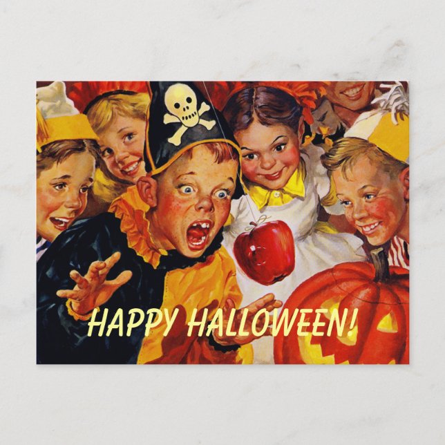Vintages Halloween-Party Postkarte (Vorderseite)