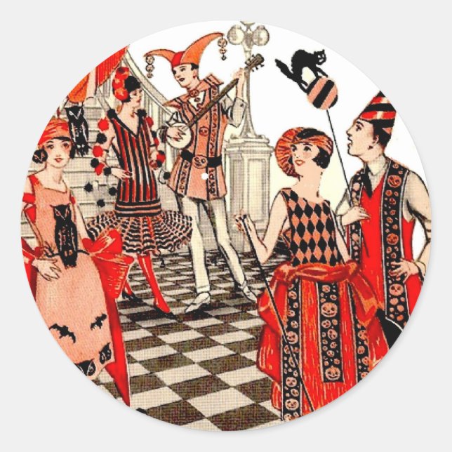 Vintages Halloween-Party Runder Aufkleber (Vorderseite)