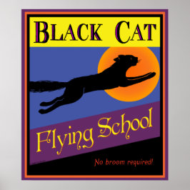 Vintages Halloween-Poster der Black Cat Flying Sch Poster