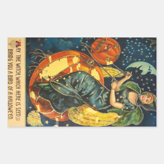 Vintages Halloween-Poster Rechteckiger Aufkleber (Vorderseite)